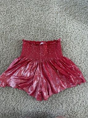 Queen of sparkles glitter red swing shorts
